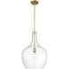 Lamara 1 Light 15 inch Vintage Brass Indoor Pendant Ceiling Light